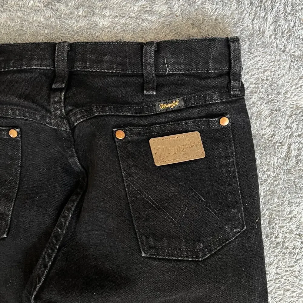 Wrangler Cowboy Cut Black Slim Fit Western Denim Jeans A001 3030 Mens Size 34x34